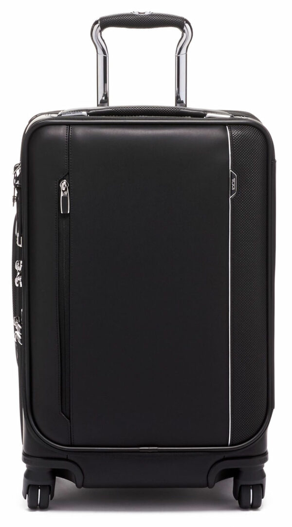 TUMI Arrive Black Leather International Dual Access 4 Wheeled Carry-On