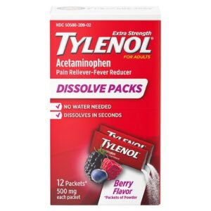 TYLENOL Extra Strength Dissolve Packs With Acetaminophen Berry - 12.0 ea