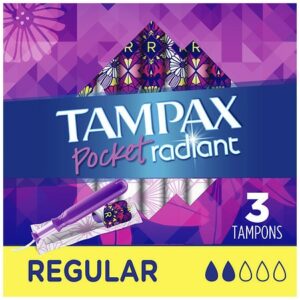 Tampax Pocket Radiant Compact Tampons Regular Absorbency, Unscented - 3.0 ea