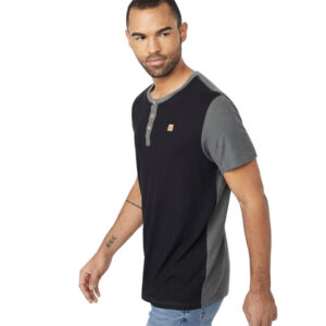 Tentree Gunnison SS Henley Shirt - Men's Meteorite Black/gargoyle Grey