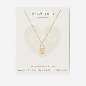 Tess + Tricia Gold Little Lovelies Lock Charm Necklace Women's Gold