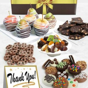 Thank You Belgian Chocolate Covered Fruit Gift Basket - Regular