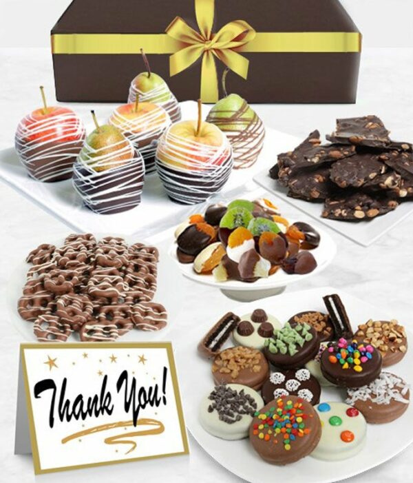 Thank You Belgian Chocolate Covered Fruit Gift Basket - Regular