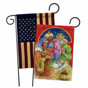 Three Kings Gifts Winter Nativity Garden Flags Pack