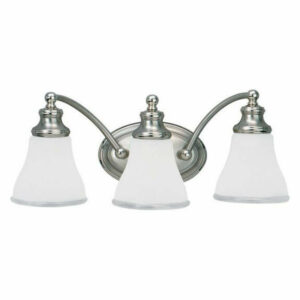 Three-light Wall/bath Two Tone Nickel Finish-Clear Highlighted Etched