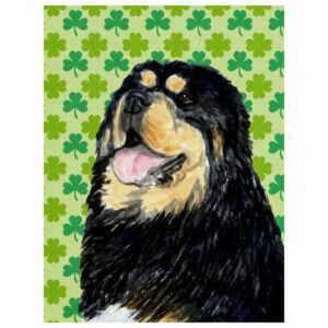 Tibetan Mastiff St. Patrick's Day Shamrock Portrait Flag Garden Size