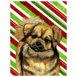 Tibetan Spaniel Candy Cane Holiday Christmas Flag Garden Size