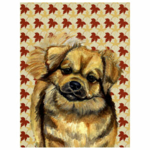 Tibetan Spaniel Fall Leaves Portrait Flag Garden Size