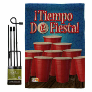 Tiempo de Fiesta! Happy Hour & Drinks Beverages Garden Flag Set