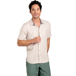 Toad & Co Taj Hemp Short Sleeve Shirt - Men's Oatmeal Chambray Lg