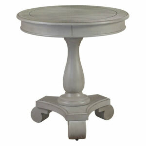 Transitional Antique Living Room Round End Table, Antique Gray