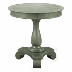 Transitional Antique Living Room Round End Table, Antique Teal