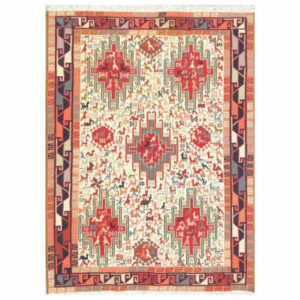 Tribal Oriental Flat-Woven Persian Area Rug For Living Room, Beige, 4'