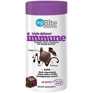 Triple Defense Immune Dark Chocolate Bites with Vitamin C, Zinc & Echinacea for Immune Support (60 Bites)