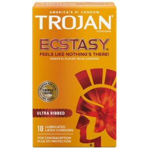 Trojan Ultra Ribbed Ecstasy Lubricated Condoms - 10.0 ea