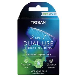 Trojan Vibrations 2-in-1 Vibrating Ring Plus Finger Massager - 1.0 ea