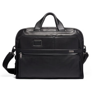 Tumi Alpha 3 Black Leather Organizer Portfolio Brief