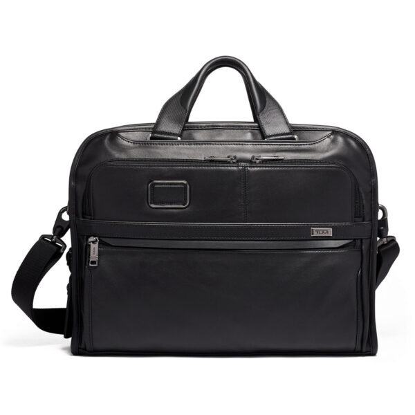 Tumi Alpha 3 Black Leather Organizer Portfolio Brief