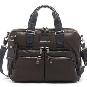 Tumi Alpha Bravo Dark Brown Smooth Leather Albany Slim Commuter Brief