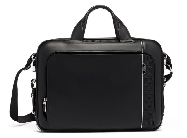 Tumi Arrive Black Leather Sadler Brief