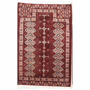 Turkoman Oriental Persian Style Hand-Knotted Living Room Area Rug 3'8"