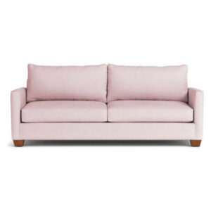 Tuxedo Queen Size Sleeper Sofa, Blush Velvet, Memory Foam Mattress