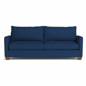 Tuxedo Queen Size Sleeper Sofa, Cobalt Velvet, Memory Foam Mattress