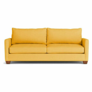 Tuxedo Queen Size Sleeper Sofa, Marigold Velvet, Memory Foam Mattress