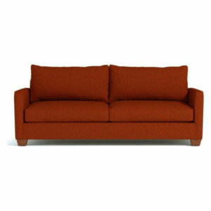 Tuxedo Queen Size Sleeper Sofa, Pumpkin, Memory Foam Mattress