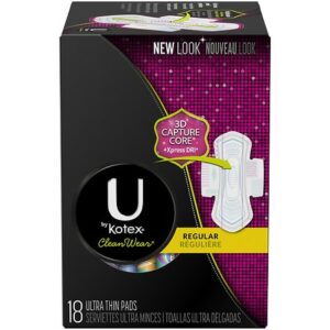 U by Kotex Cleanwear Ultra Thin Pads Flexible Shape Regular - 18.0 ea