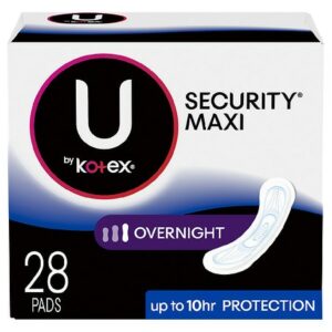 U by Kotex Security Maxi Pads, Overnight Unscented - 28.0 ea