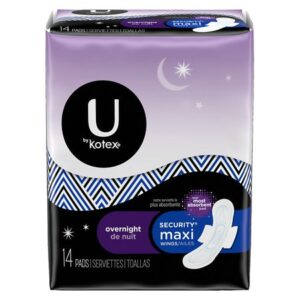 U by Kotex Security Overnight Maxi Pads with Wings Unscented - 14.0 ea