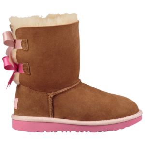 UGG Girls UGG Bailey Bow II - Girls' Grade School Shoes Chestnut/Pink Azalea Size 06.0