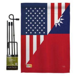 US Taiwan Friendship Flags of the World Garden Flag Set with Pole