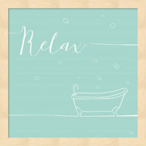 Underline Bath V Teal By Veronique Charron, Framed Wall Art, 13.25"