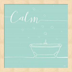 Underline Bath VI Teal By Veronique Charron, Framed Wall Art, 13.25"