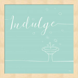 Underline Bath Vii Teal By Veronique Charron, Framed Wall Art, 13.25"