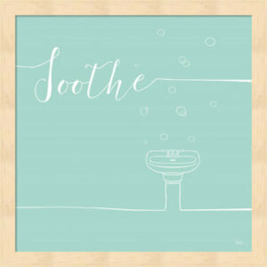 Underline Bath Viii Teal By Veronique Charron, Framed Wall Art, 13.25"