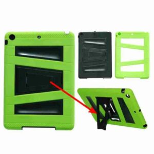 Unlimited Cellular Hybrid Fit On Jelly Case for Apple iPad 5/Air (Green Skin and Black Snap with Stand)