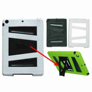 Unlimited Cellular Hybrid Fit On Jelly Case for Apple iPad 5/Air (White Skin and Black Snap with Stand)