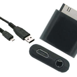 Unlimited Cellular Micro USB Line Out Adapter Connector for Apple iPhone 3G/3GS 4/4S, iPad 1/2 + Micro USB Cable (Black)