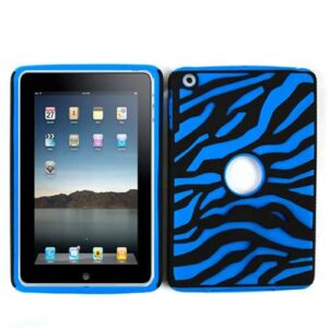 Unlimited Cellular Novelty Case for Apple iPad Mini (Blue Zebra on Black)