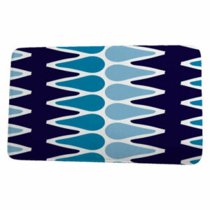 Upscale Getaway Multi Colored Picks Geometric Print Bath Mat, Navy Blu