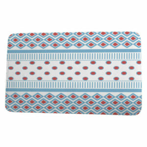 Upscale Getaway Scrambled Prints Geometric Print Bath Mat, Light Blue,