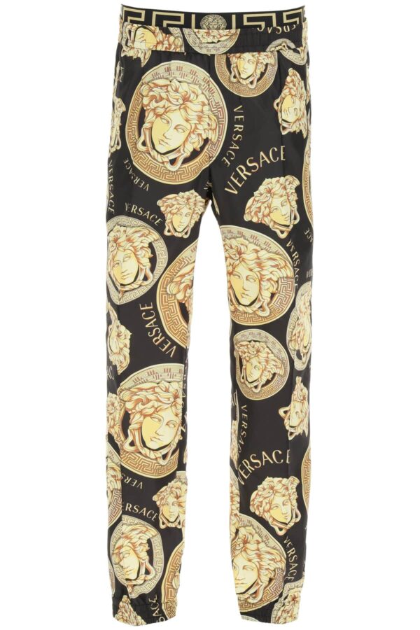 VERSACE AMPLIFIED MEDUSA PRINT TROUSERS 46 Black, Gold