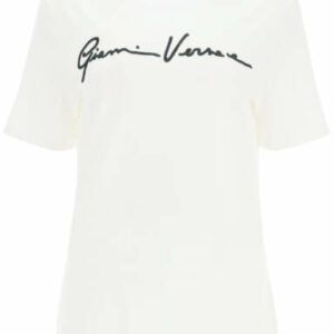 VERSACE GV SIGNATURE T-SHIRT 38 White, Black Cotton