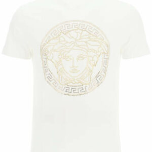 VERSACE MEDUSA T-SHIRT S White, Gold Cotton