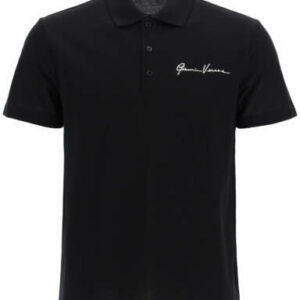 VERSACE POLO SHIRT GV SIGNATURE M Black Cotton