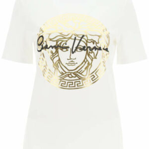 VERSACE T-SHIRT MEDUSA GV SIGNATURE 38 White, Gold, Black Cotton