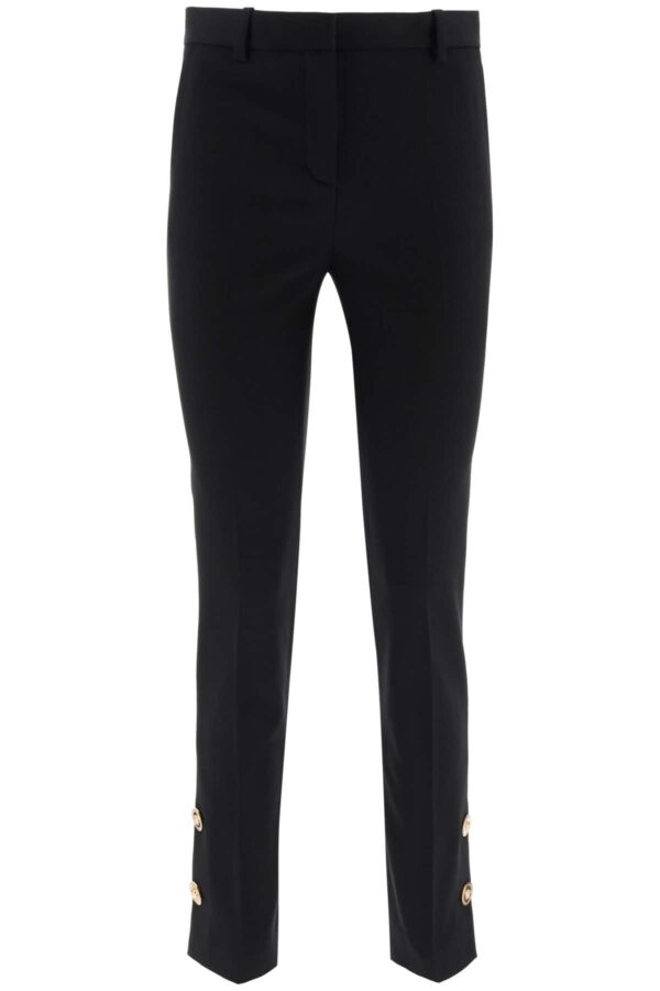 VERSACE TROUSERS WITH MEDUSA BUTTONS 38 Black Wool